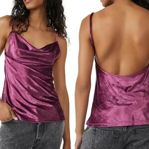 NWT DAMAGED Free People All Night Velvet Camisole In Fig Jam